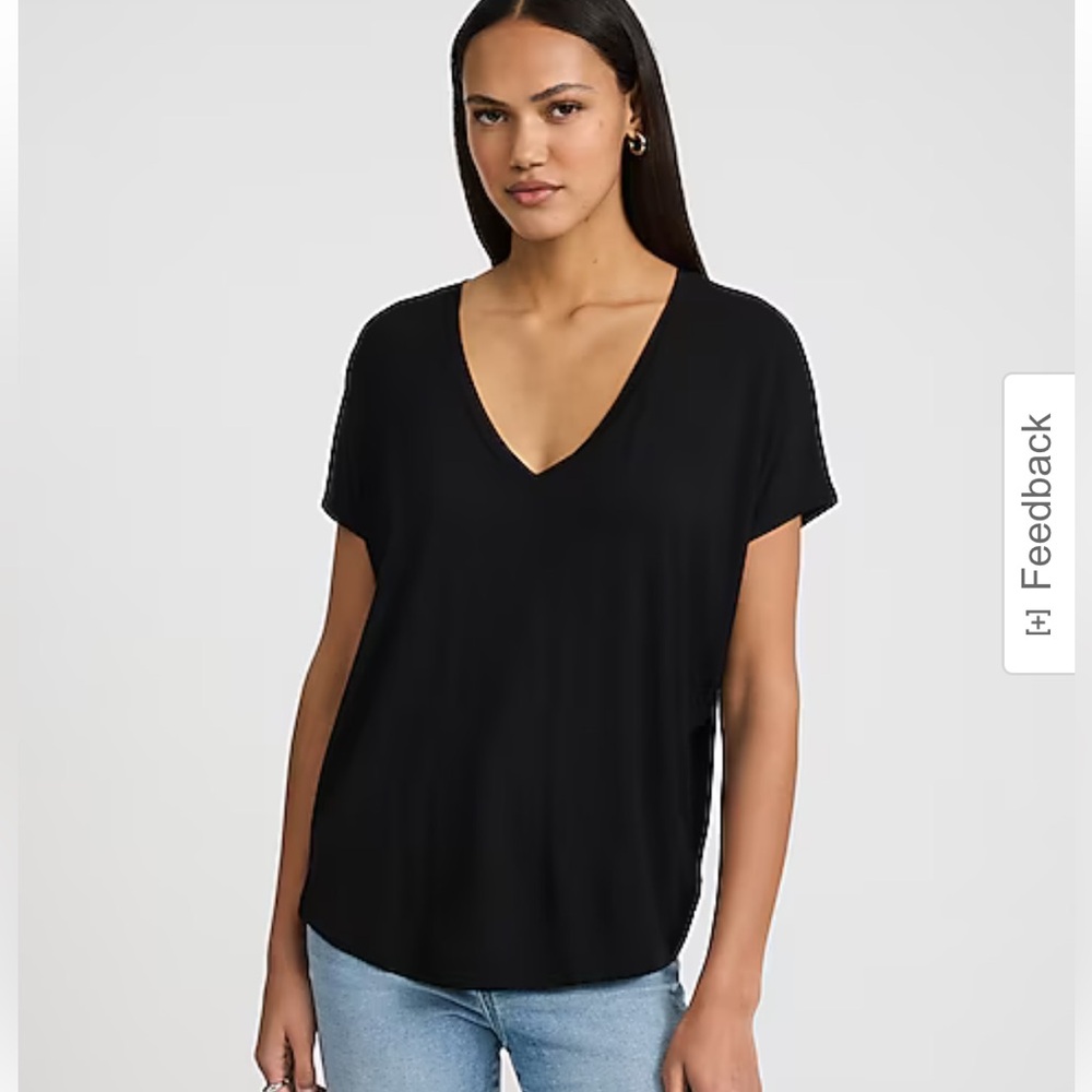 Express Relaxed London Tee V-Neck BLACK XS NWT